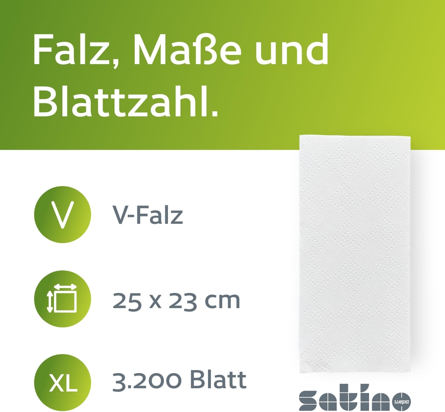Satino – 3.200 Papierhandtücher – 2 lagig – 25 x 23 cm (gefaltet: 25 x 11,5 cm) – ZZ-Falz/V-Falz - saugstark & fusselfrei - Handtuchpapier aus Recyclingpapier - Papiertücher für PT3 & H3 – Papier