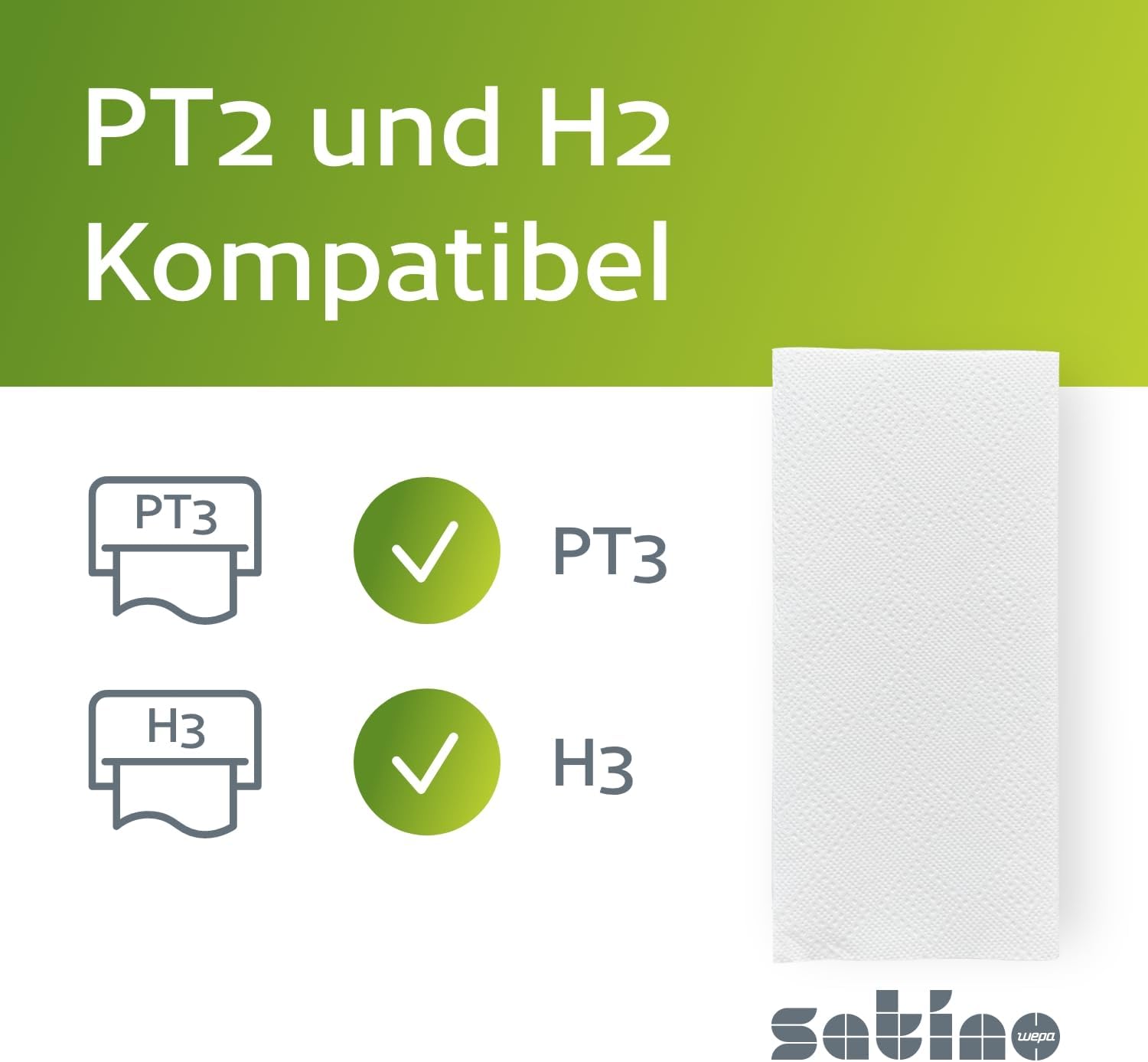 Satino – 3.200 Papierhandtücher – 2 lagig – 25 x 23 cm (gefaltet: 25 x 11,5 cm) – ZZ-Falz/V-Falz - saugstark & fusselfrei - Handtuchpapier aus Recyclingpapier - Papiertücher für PT3 & H3 – Papier