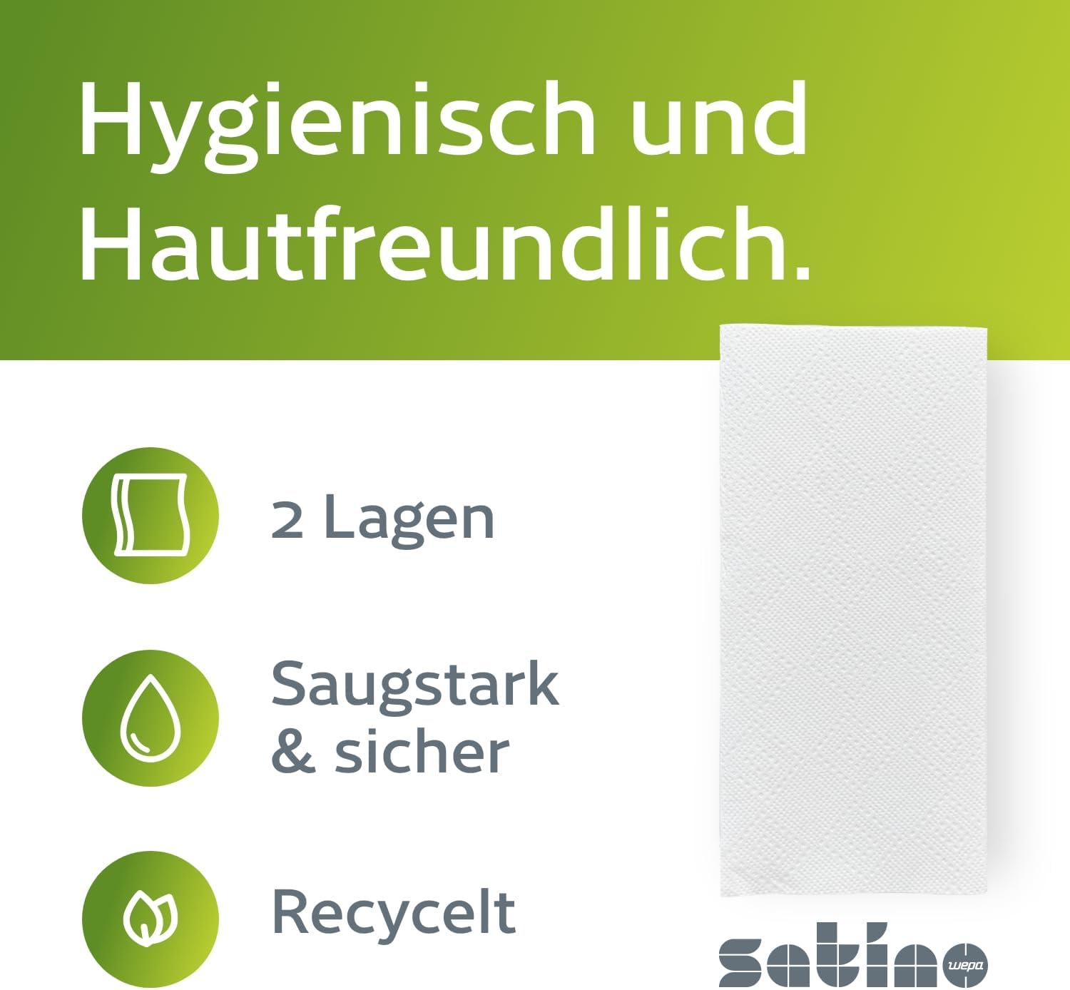 Satino – 3.200 Papierhandtücher – 2 lagig – 25 x 23 cm (gefaltet: 25 x 11,5 cm) – ZZ-Falz/V-Falz - saugstark & fusselfrei - Handtuchpapier aus Recyclingpapier - Papiertücher für PT3 & H3 – Papier