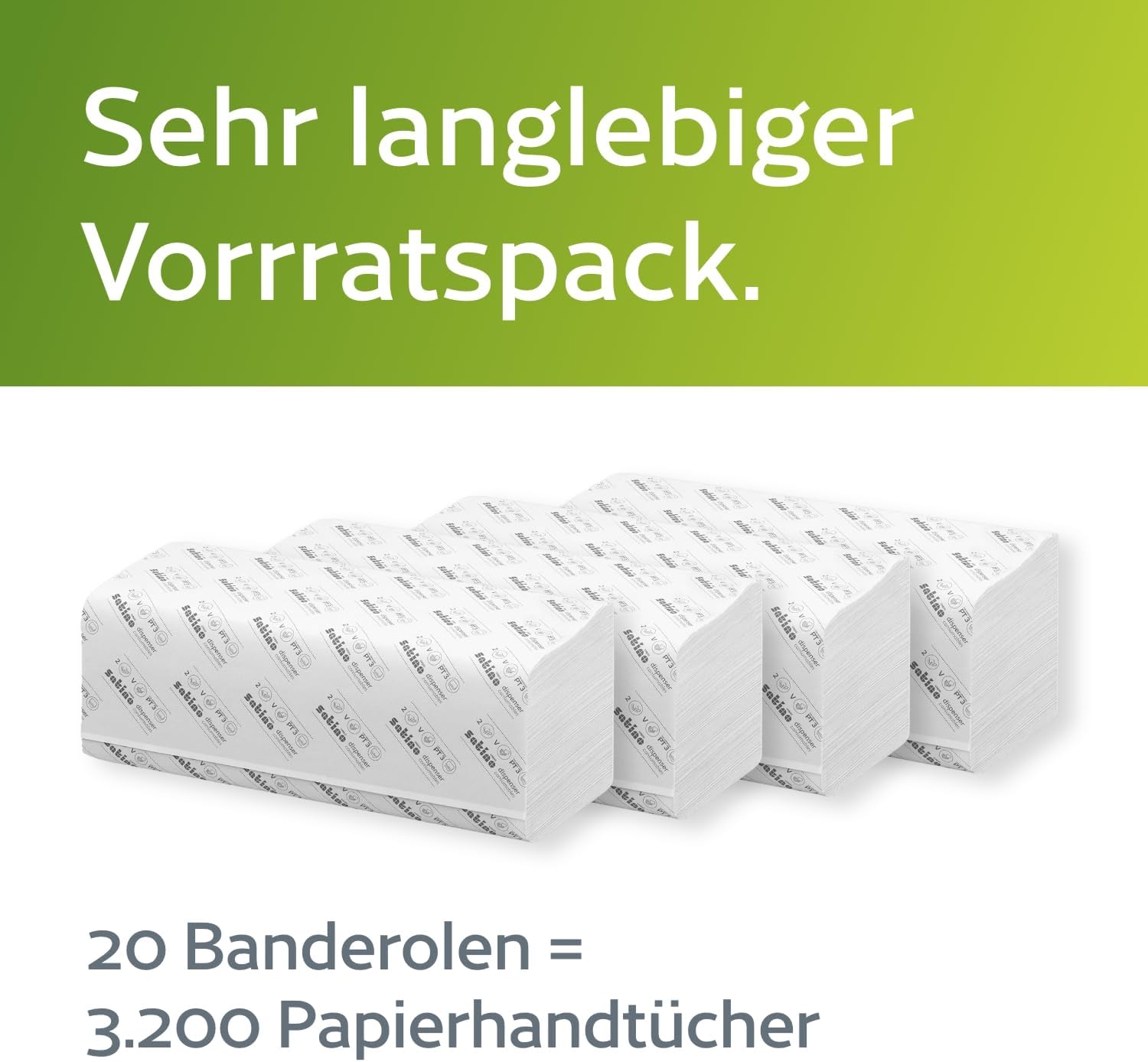 Satino – 3.200 Papierhandtücher – 2 lagig – 25 x 23 cm (gefaltet: 25 x 11,5 cm) – ZZ-Falz/V-Falz - saugstark & fusselfrei - Handtuchpapier aus Recyclingpapier - Papiertücher für PT3 & H3 – Papier