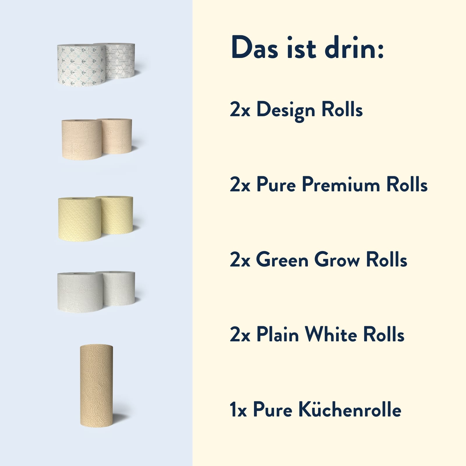 Bunte Auswahl an Toilettenpapier