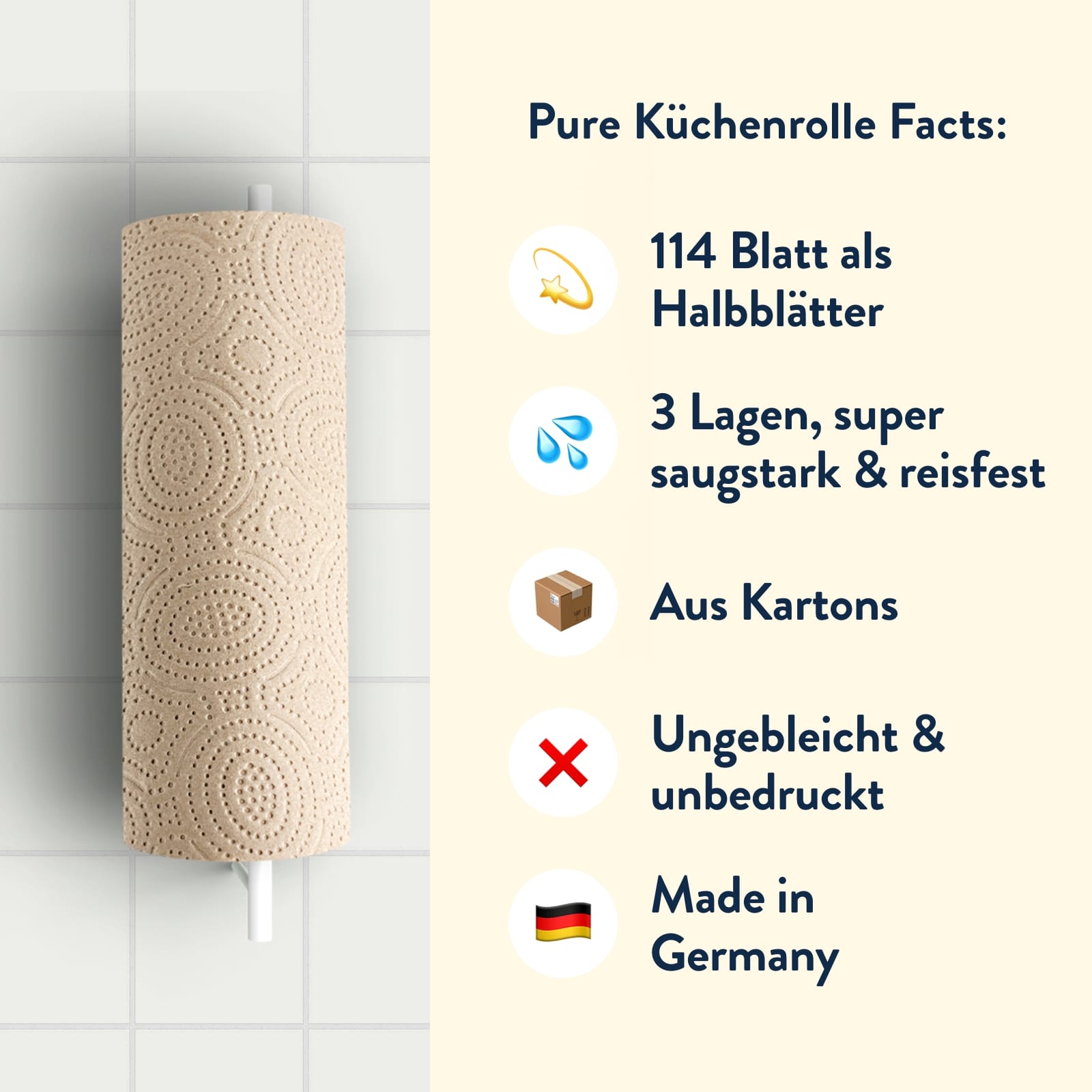 Küchenrolle PURE - saugstark - Recyclingpapier aus Karton
