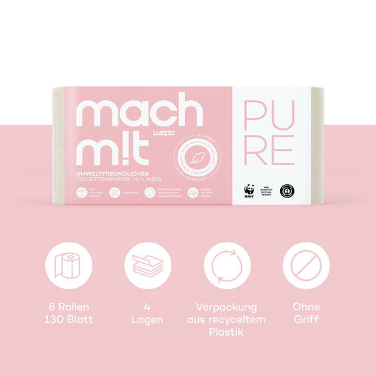 mach m!t PURE Toilettenpapier 4-lagig aus recyceltem Karton