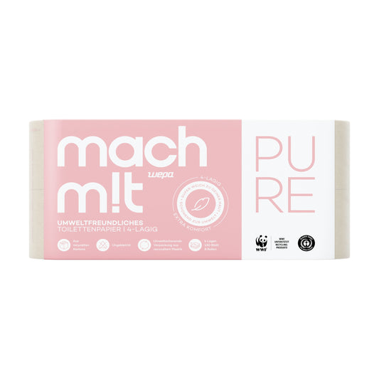 mach m!t PURE Toilettenpapier 4-lagig aus recyceltem Karton