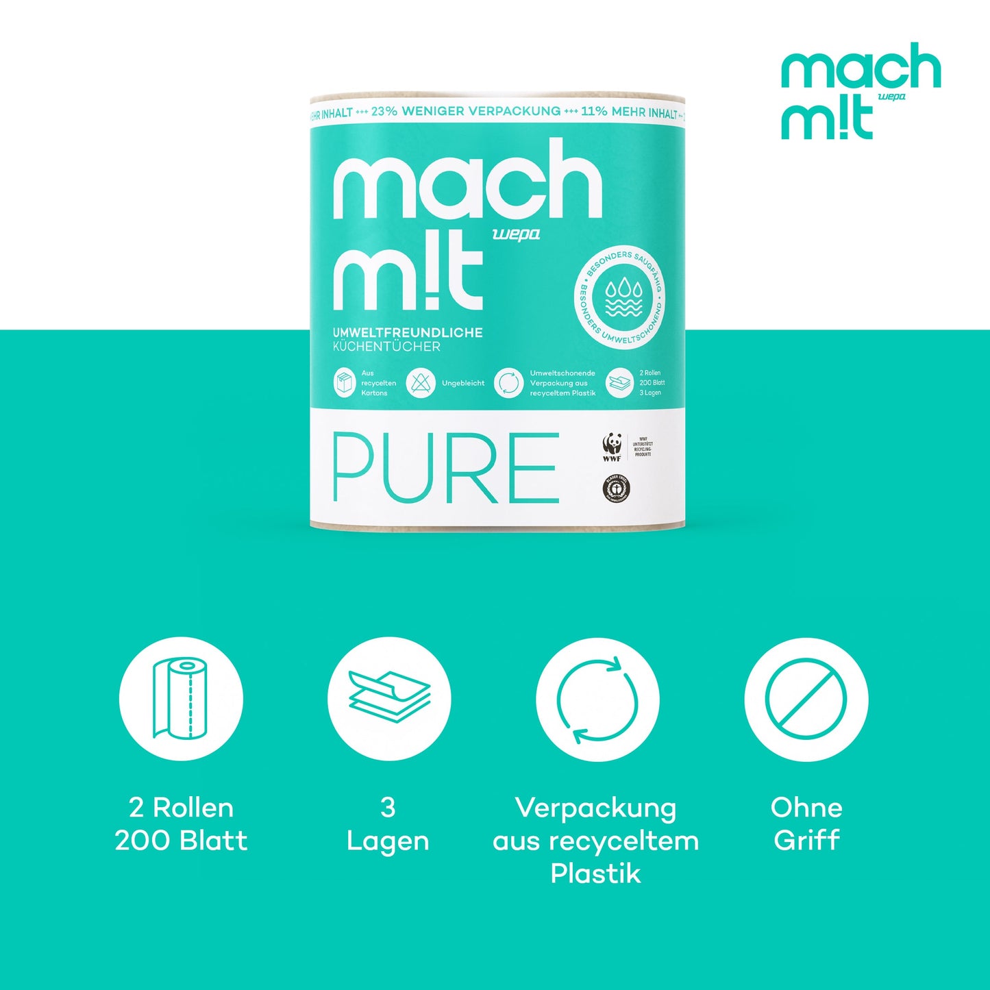mach m!t PURE Küchenrolle 3-lagig - Vorratspack