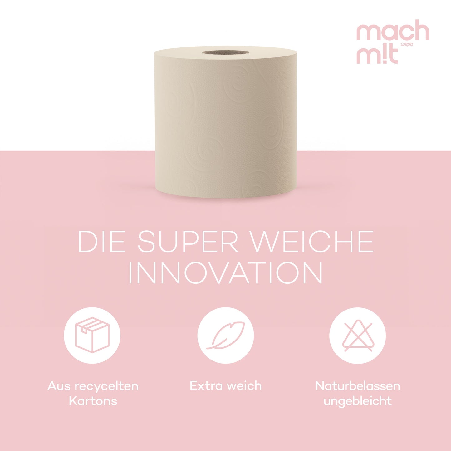 mach m!t PURE Toilettenpapier 4-lagig aus recyceltem Karton